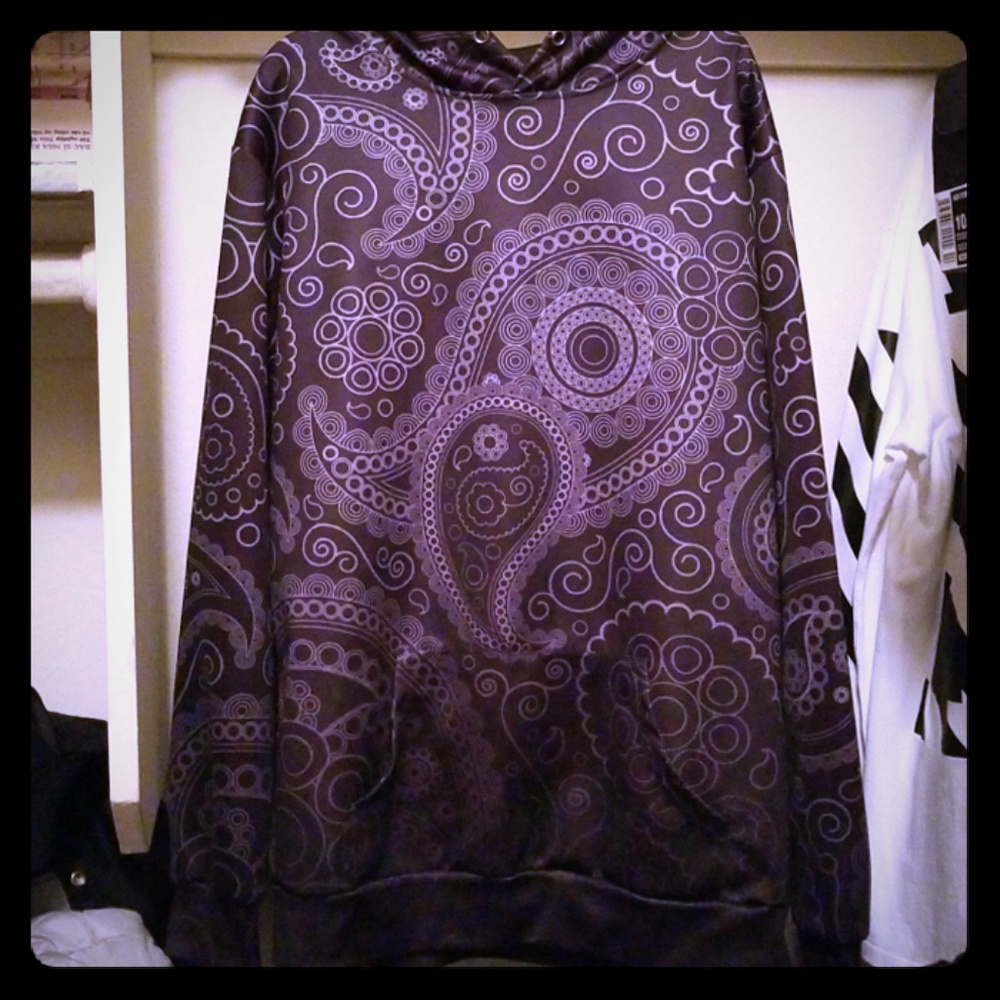 Black Paisley Pattern Hoodie